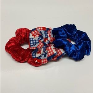 Set of three hand sewn Scrunchies
